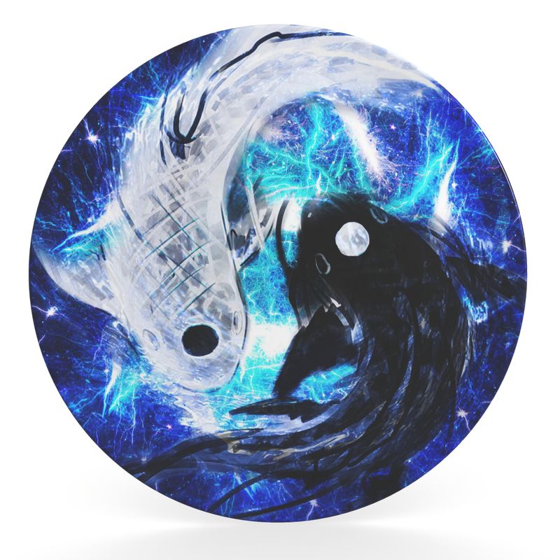 Katerina's Mandala of Electric Dragon Fire Desires Koi Dreams Plate