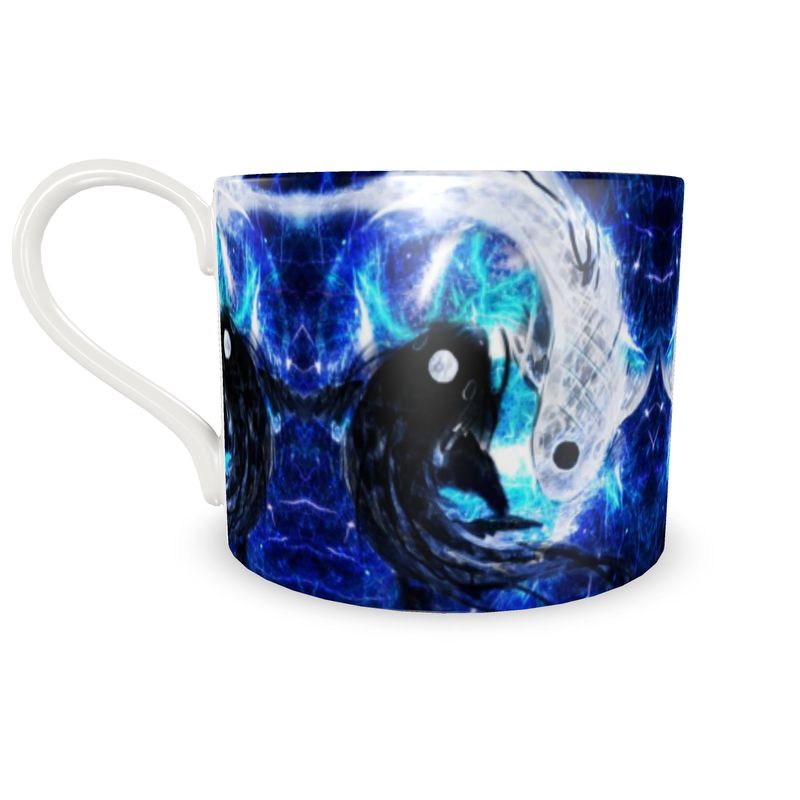 Katerina's Mandala of Electric Dragon Fire Desires Koi Cup & Saucer