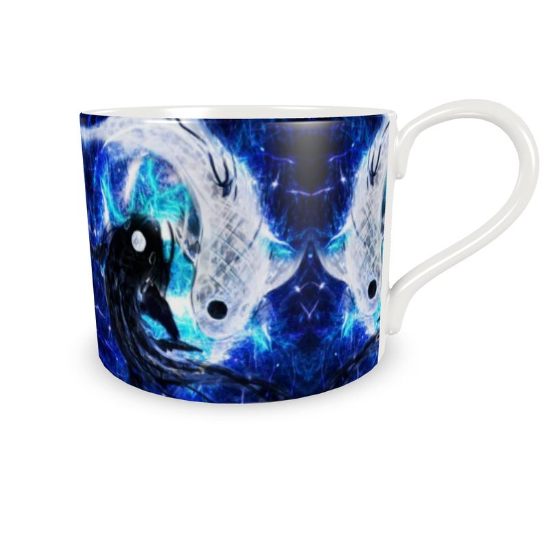 Katerina's Mandala of Electric Dragon Fire Desires Koi Cup & Saucer