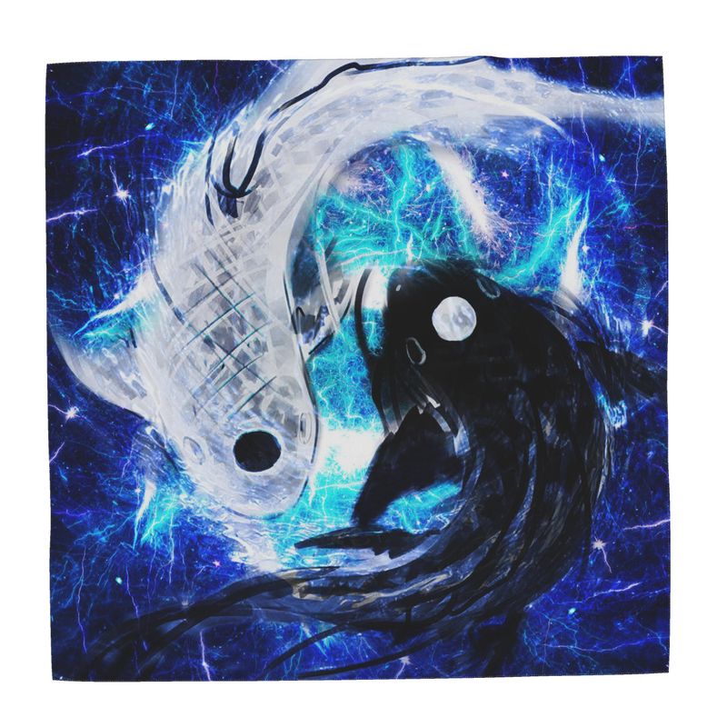 Katerina's Mandala of Electric Dragon Fire Koi Scarf Wrap or Shawl