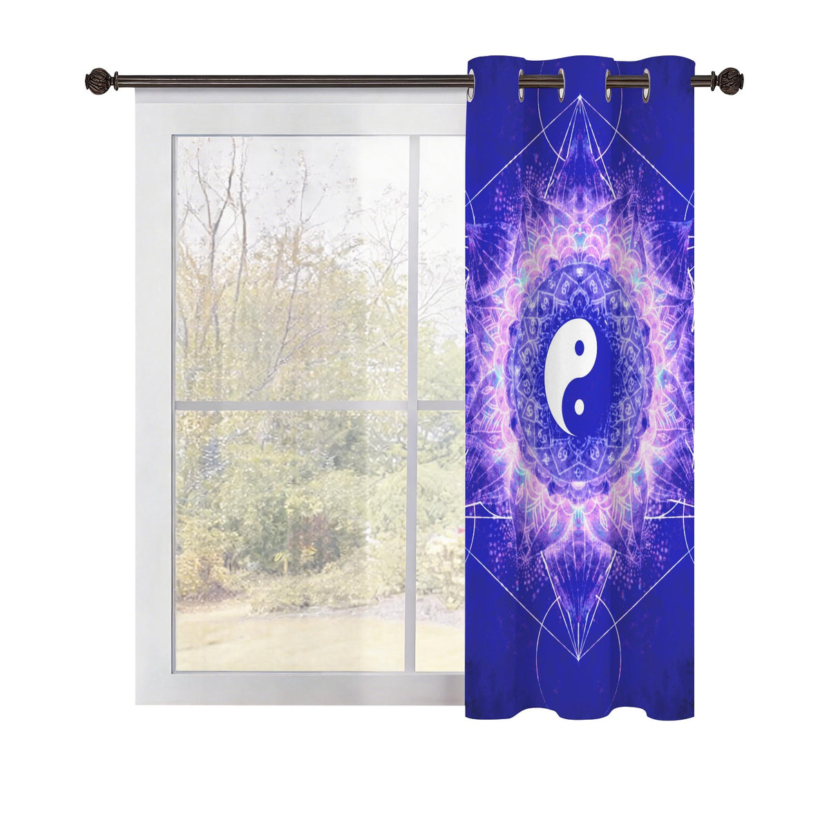 Katerina's Uncertainty in Time & Space Yin Yang Meditations Grommet Curtain 42" x 63" ( 1 Piece ) | Ships from USA
