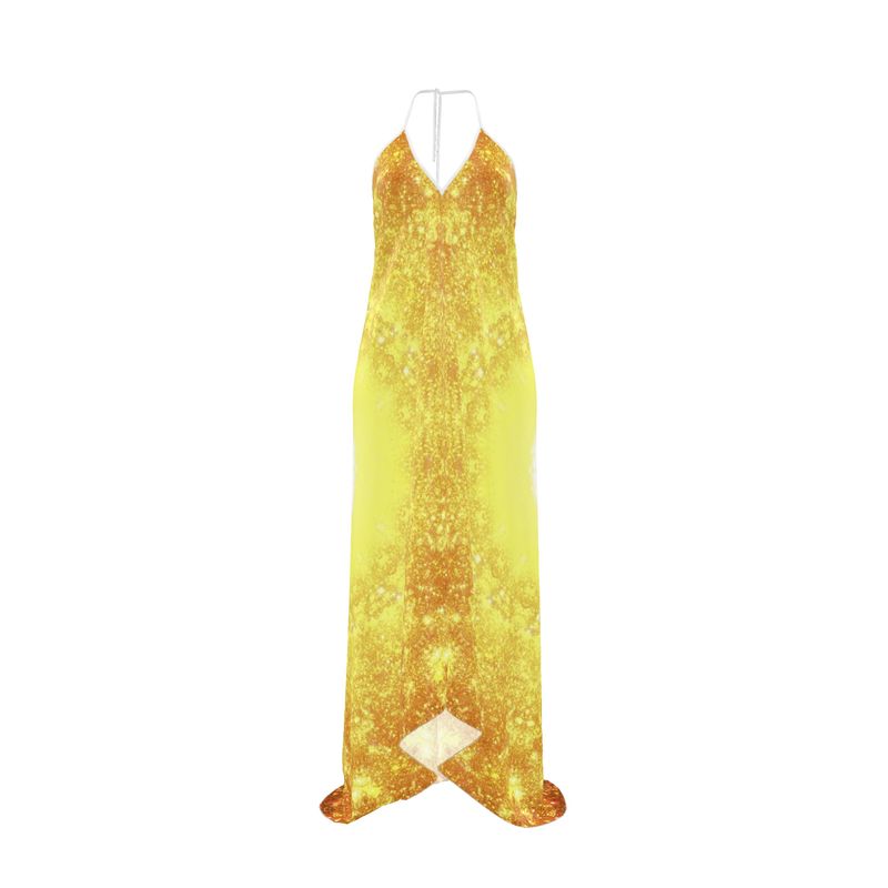 Katerina's Autistic Golden Desires Halterneck backless dress