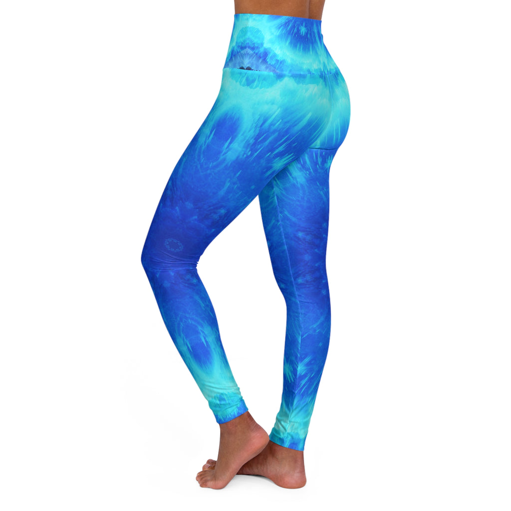 Amen Jin's Blue Fire Desires High Waisted Yoga Leggings