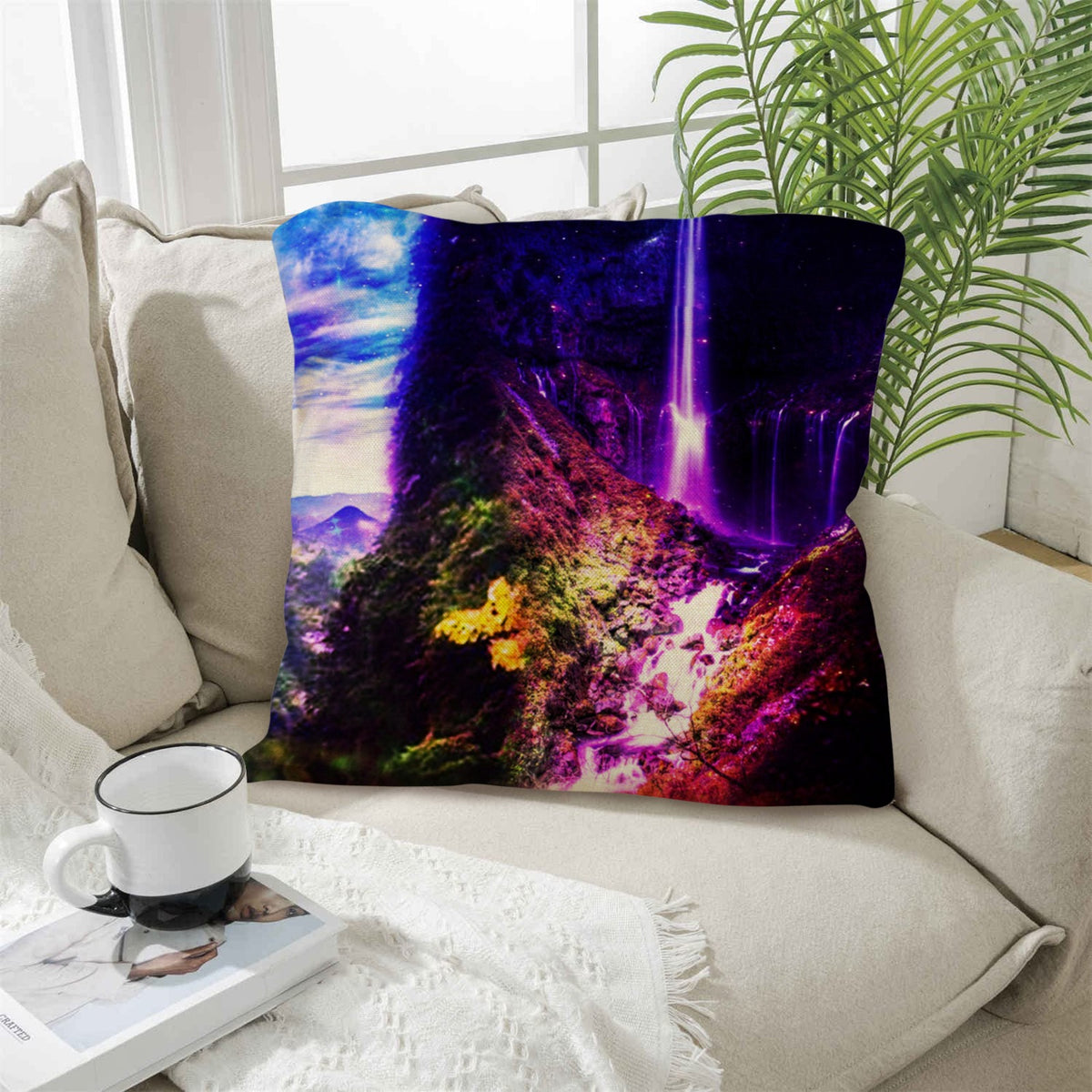 Creation's Heaven Abalone Lake Dreams Linen Throw Pillow 18" x 18" ( 1 Piece ) | Ships from USA