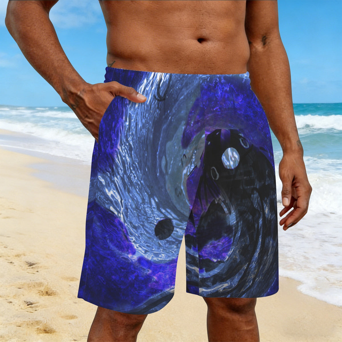 Katerina's Dragon's Eye Koi Desires Men's All Over Print Beach Shorts (Sets 26) | Ships from USA