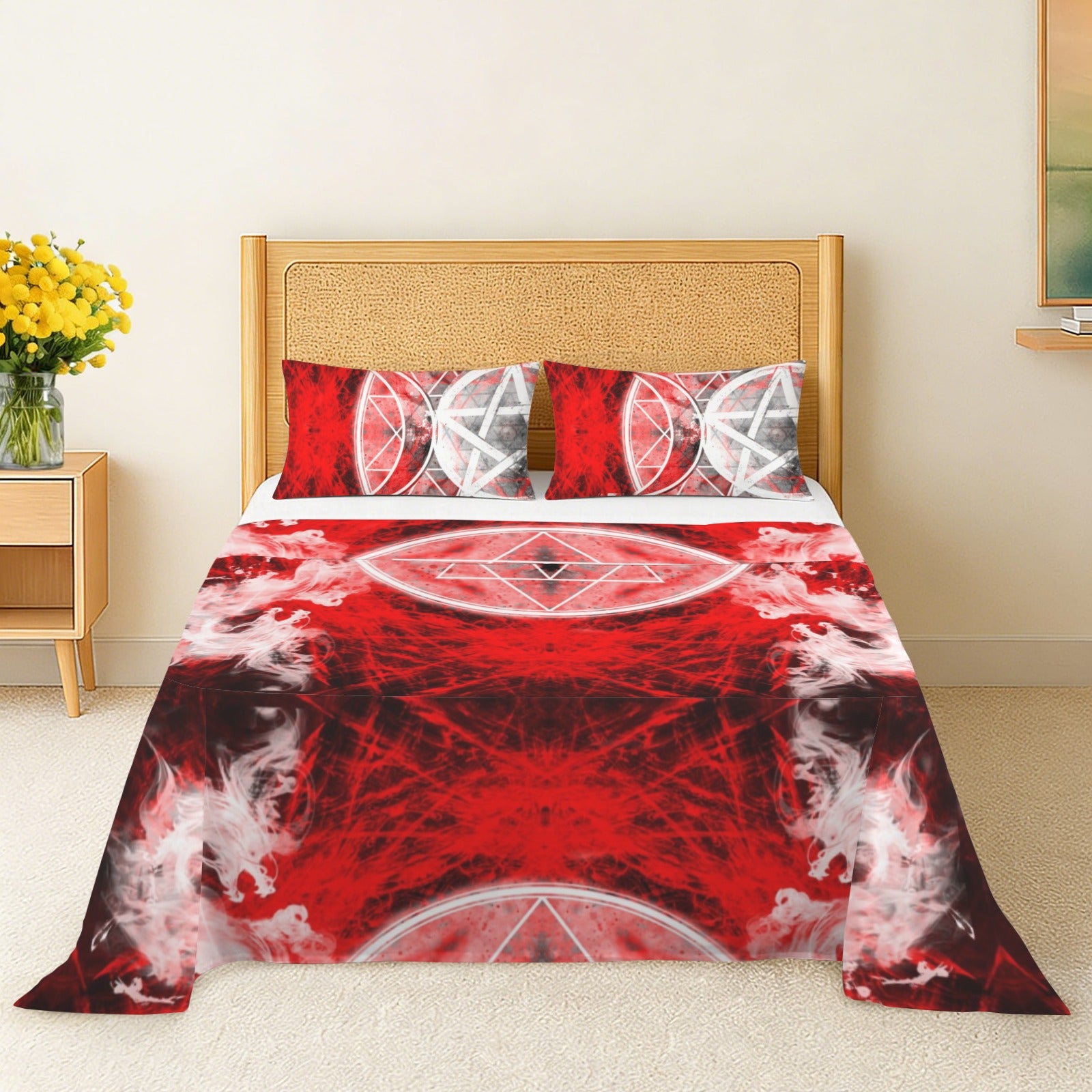 Katerina's Waiting for Hello Triple Goddess Meditations 3-Piece Bedding Set (Bed Sheet + Pillowcases)  | Ships from USA