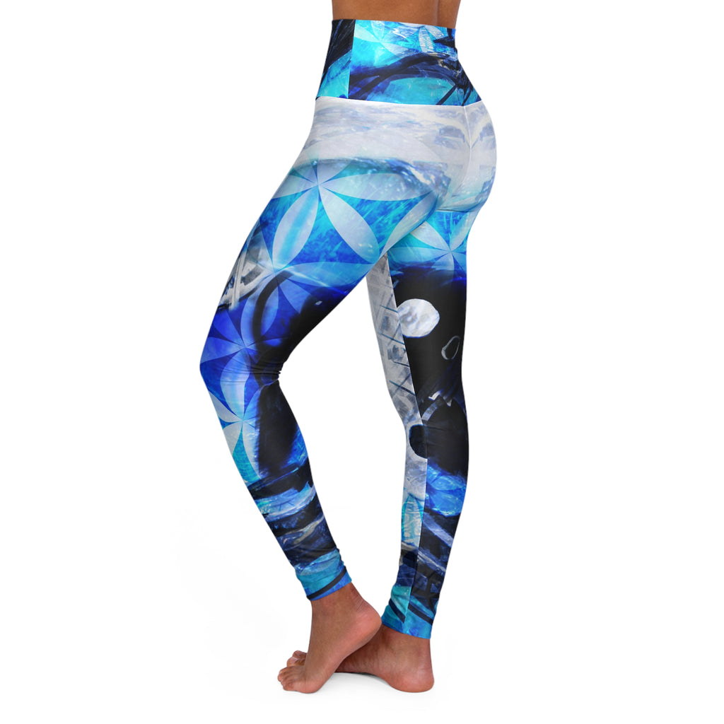 Amen Jin's Blue Fire Koi Meditations High Waisted Yoga Leggings