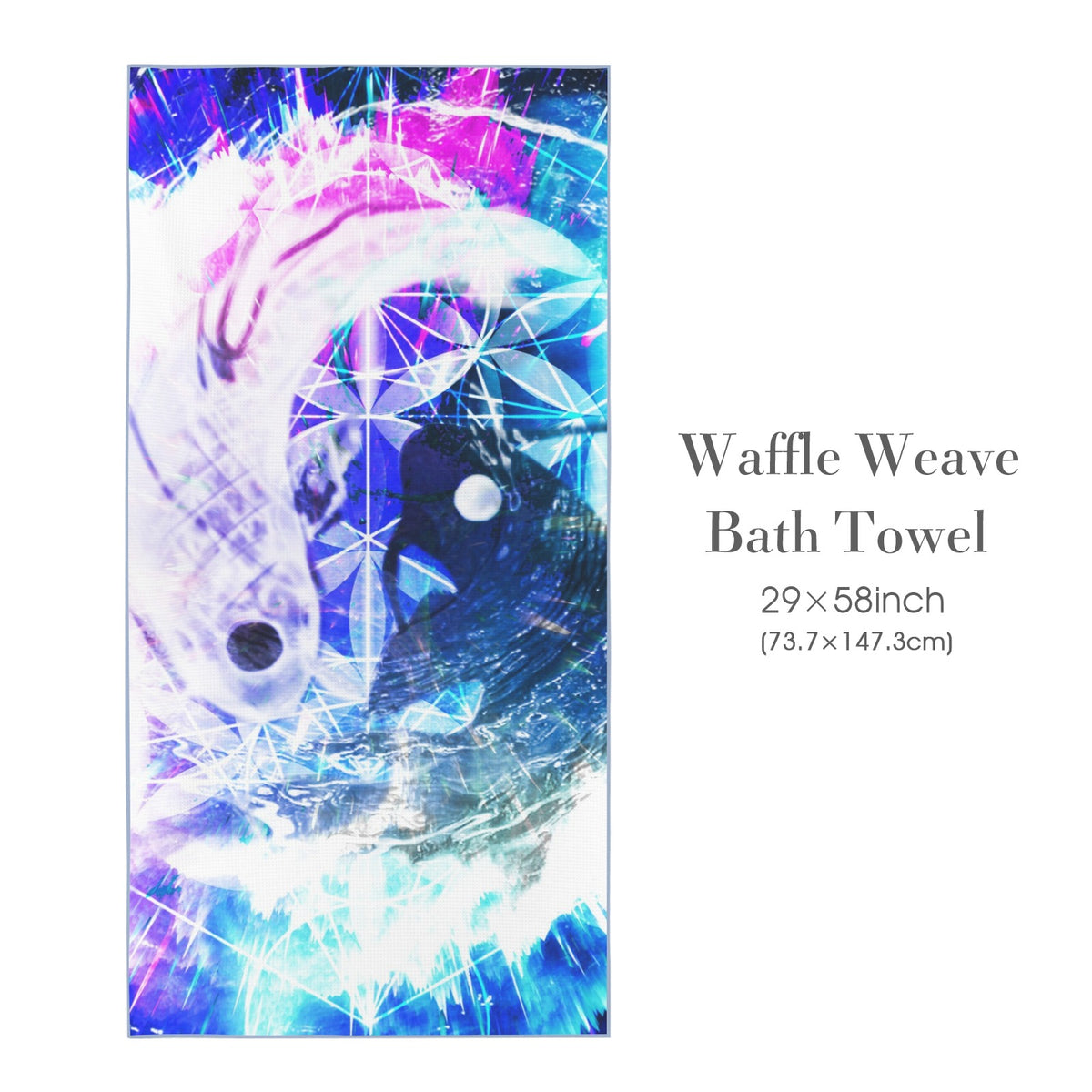 Creation's Koi Meditations Waffle Weave Bath Towel 29" x 58" | Ships from USA