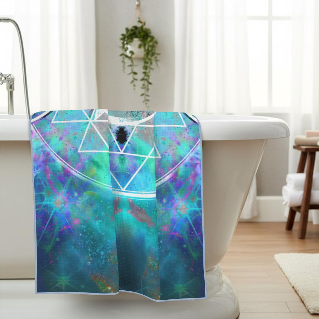 Katerina's Now & Forever Triple Goddess Meditations Waffle Weave Bath Towel 29" x 58" | Ships from USA
