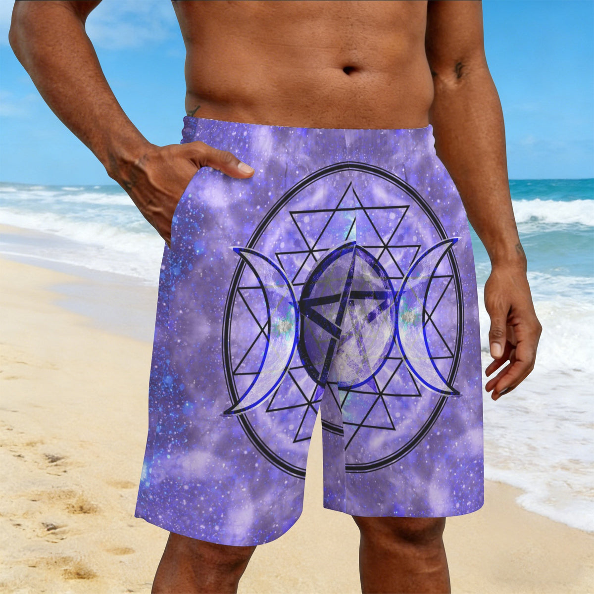 Katerina's Triple Goddess Magickal Desires Men's All Over Print Beach Shorts (Sets 26) | Ships from USA
