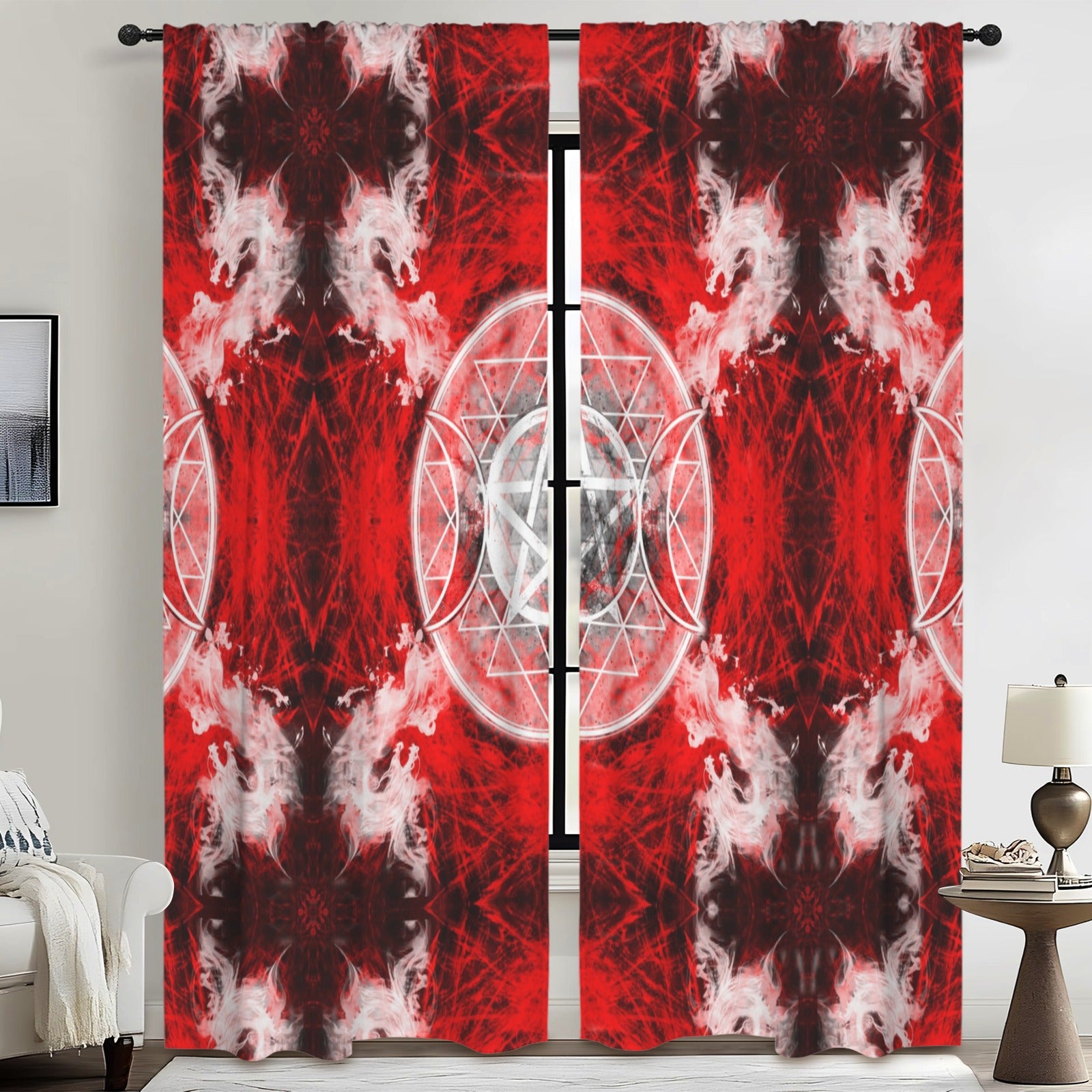 Katerina's Waiting for Hello Triple Goddess Meditations Floor-To-Ceiling Curtain 52x84inch | Ships from USA