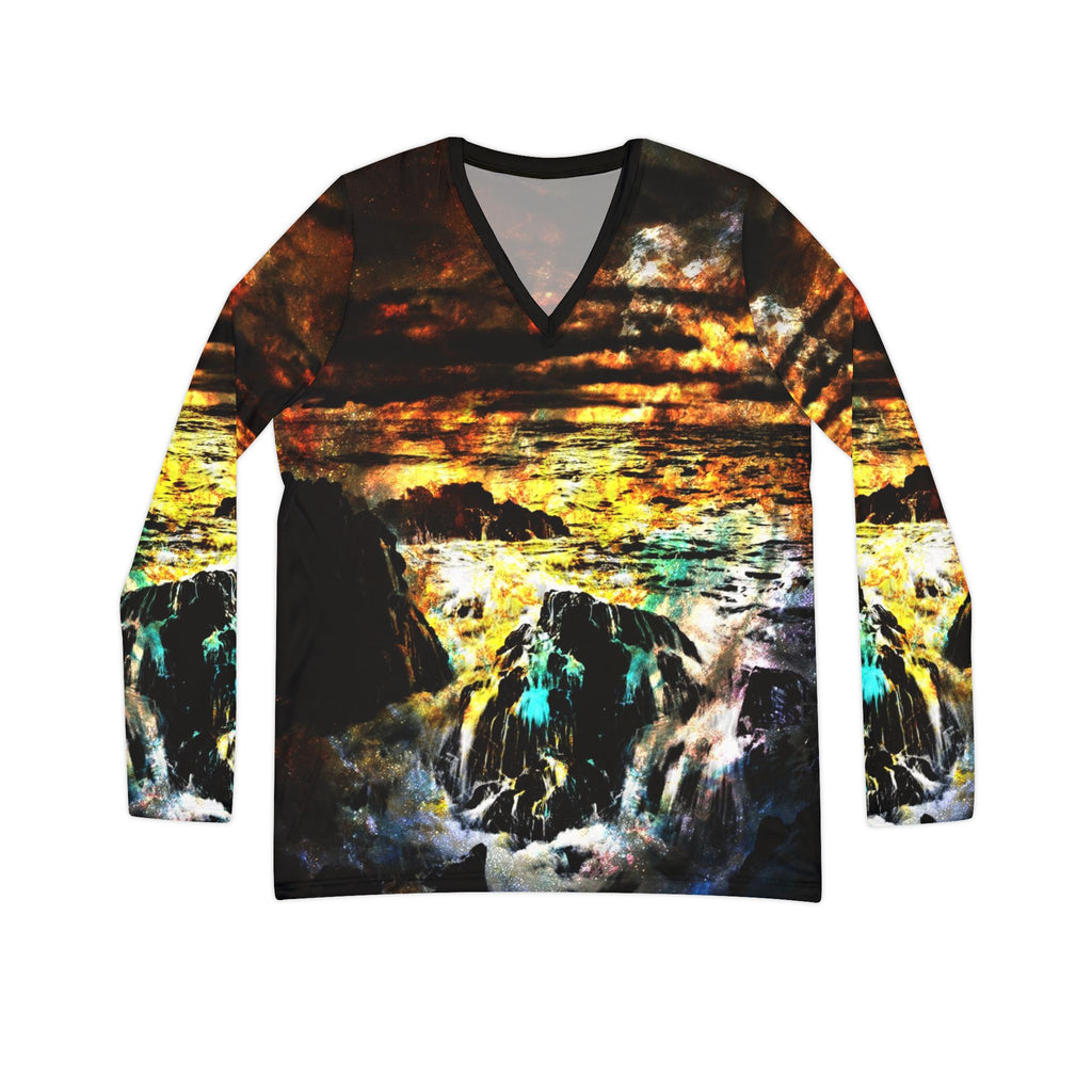 Breathe Again Cosmic Falls Dreams Women's Long Sleeve V-neck Shirt