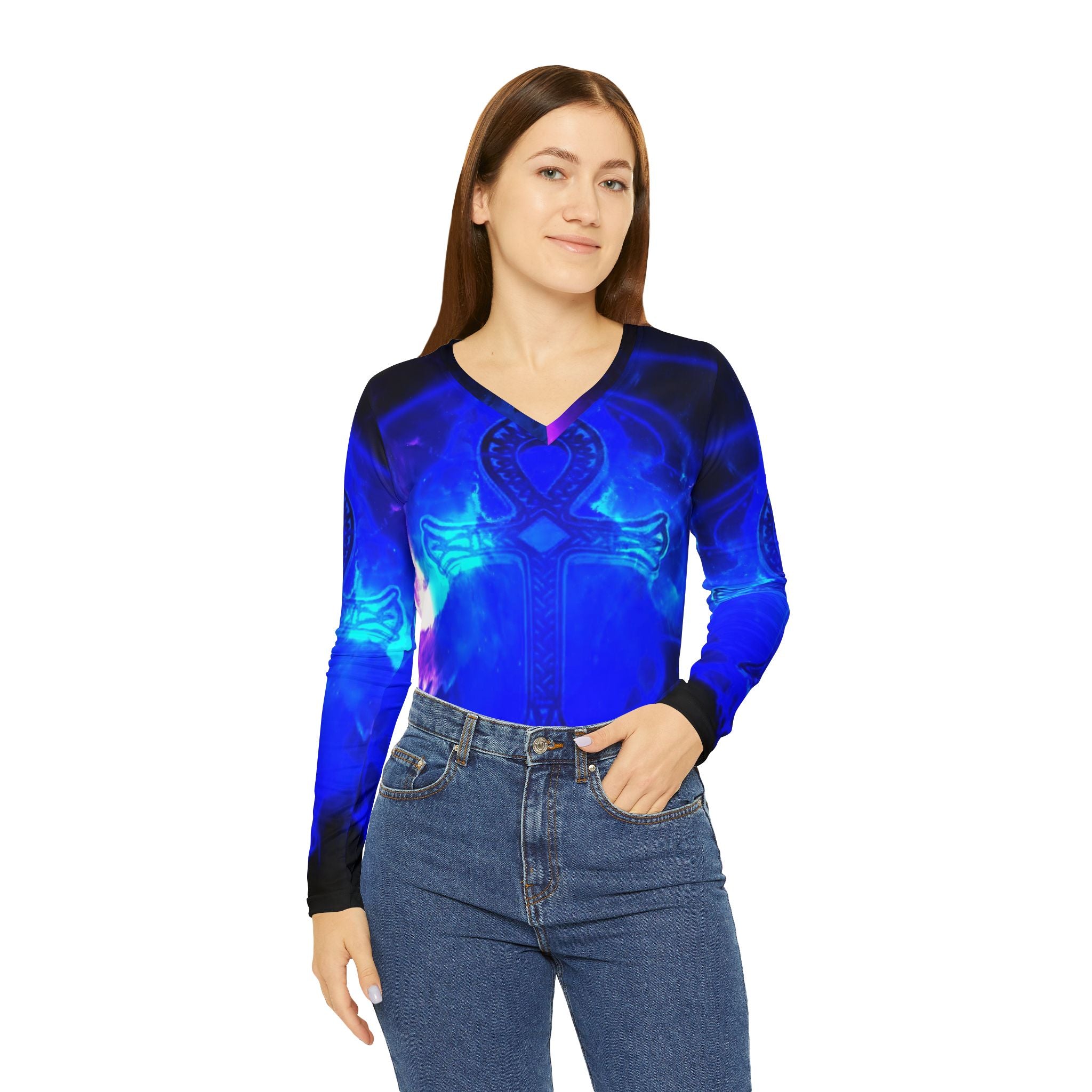 Ad Amorem Amisi Ankh Dreams Long Sleeve V-neck Shirt