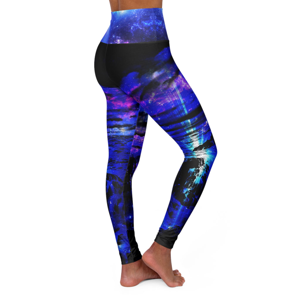 Iridescent Cosmic Falls Dreams High Waisted Yoga Leggings