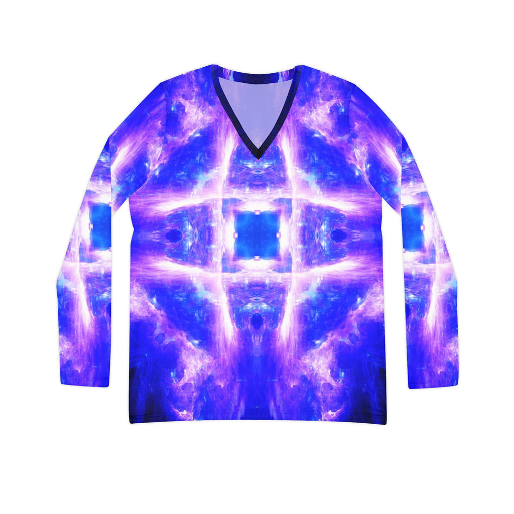 Katerina's Amethyst Sapphire Desires Long Sleeve V-neck Shirt