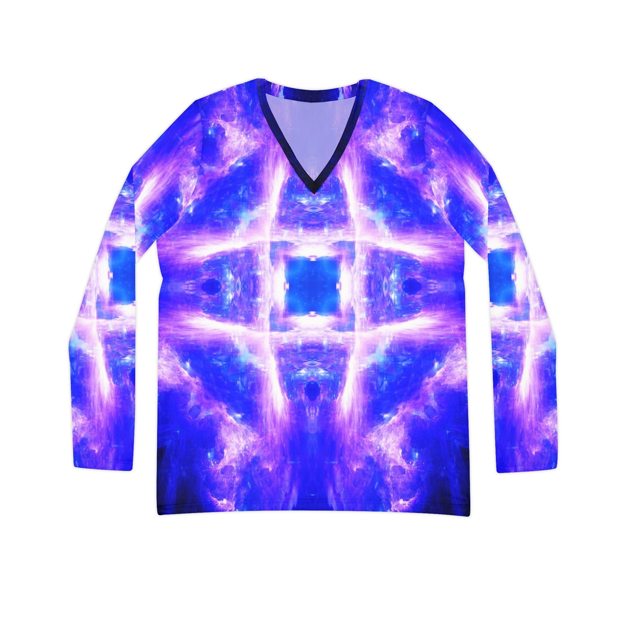 Katerina's Amethyst Sapphire Desires Long Sleeve V-neck Shirt