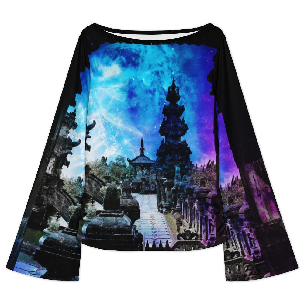 Creation's Heaven Balinese Dreams Women's Boat Neck Bell Sleeve T-shirt