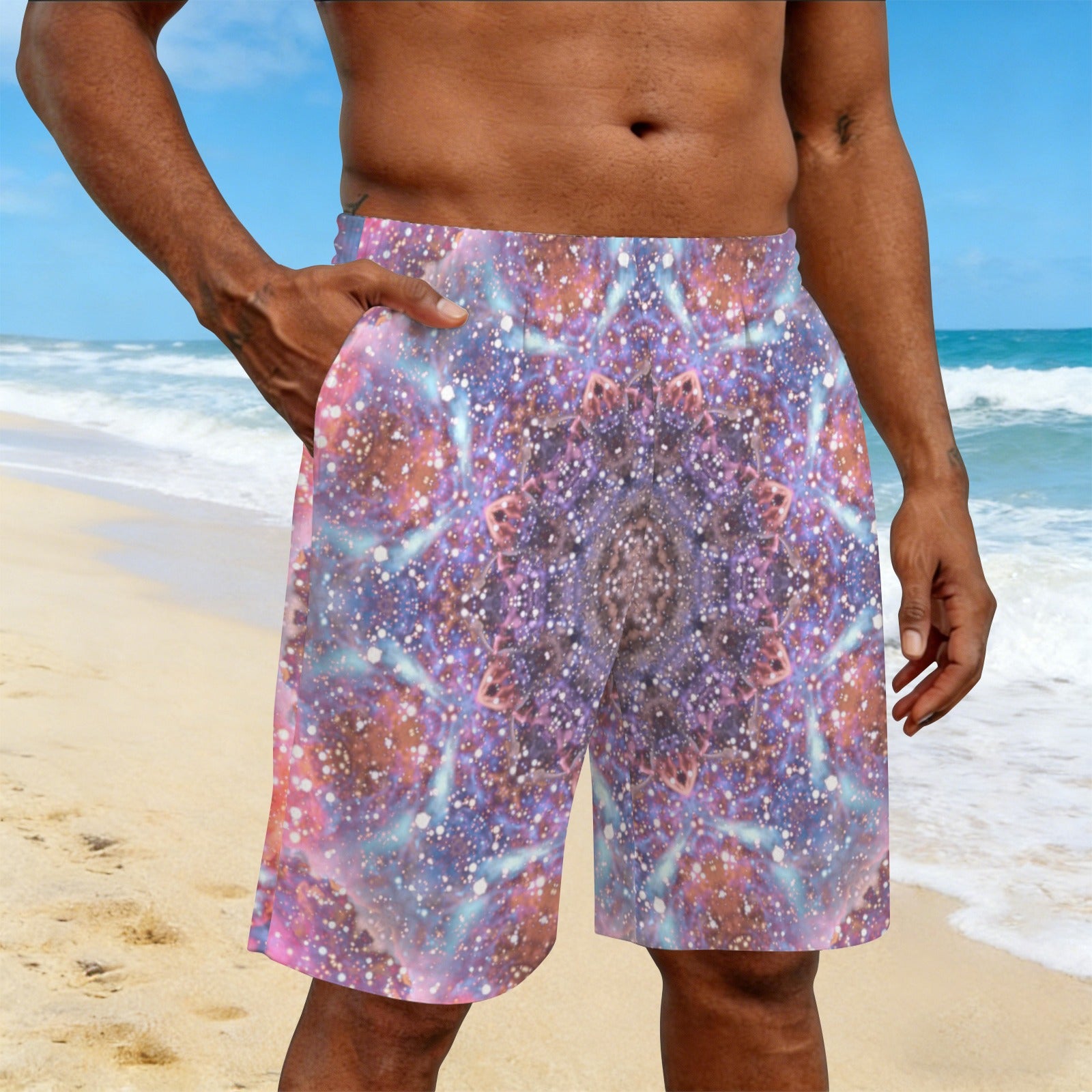 Katerina's Fiesta Desires Men's All Over Print Beach Shorts (Sets 26) | Ships from USA