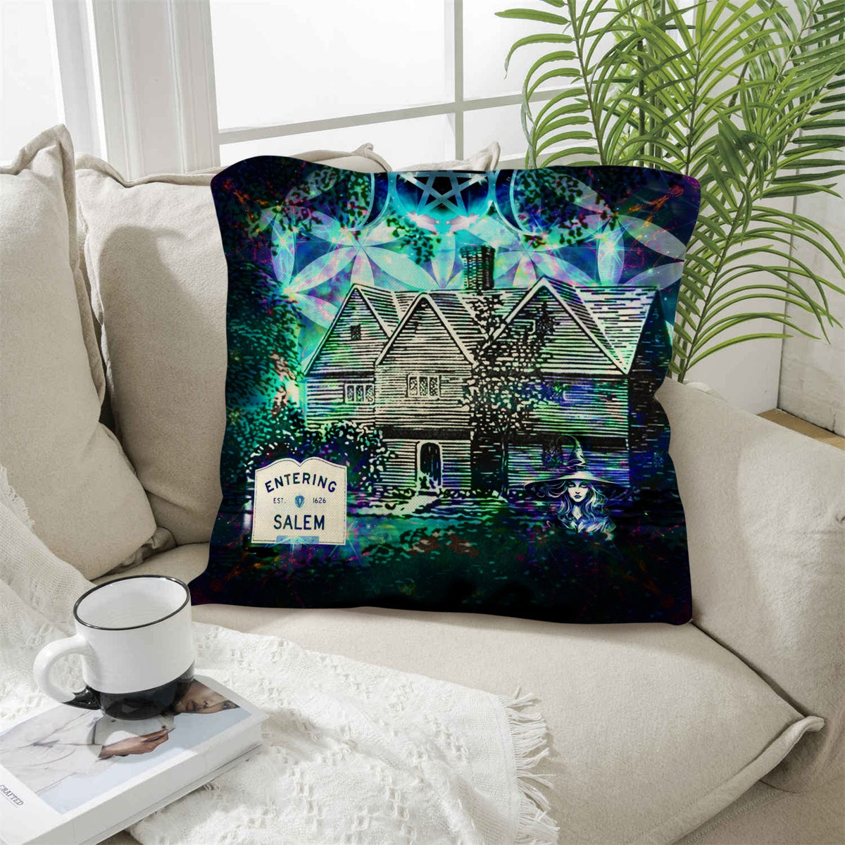 Katerina's Now & Forever Salem Witch Meditations Linen Throw Pillow 18" x 18" ( 1 Piece ) | Ships from USA