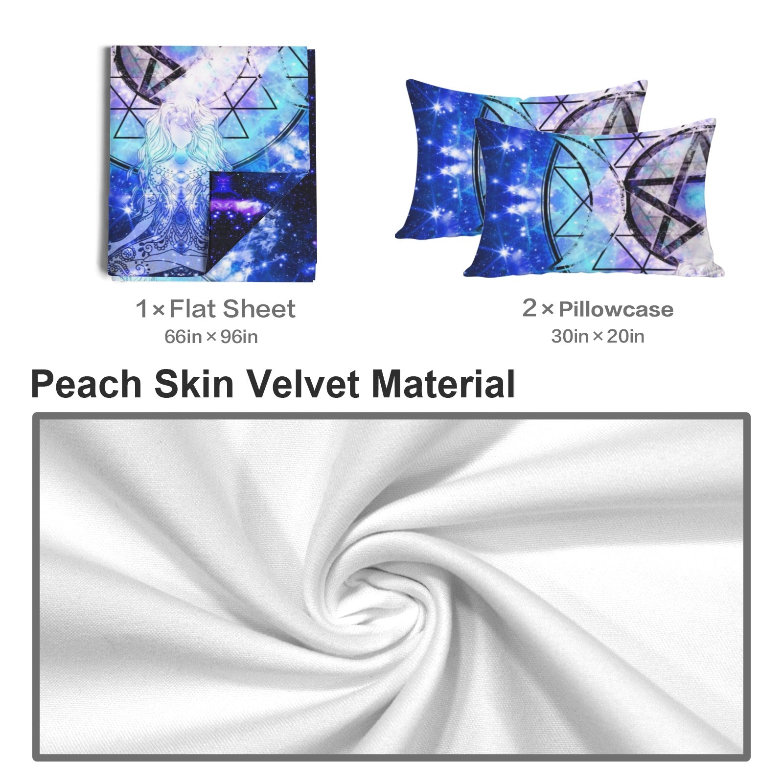 Amen Jin's Katerina's Eros & Psyche Magickal Awakening Meditations 3-Piece Bedding Set (Bed Sheet + Pillowcases)  | Ships from USA