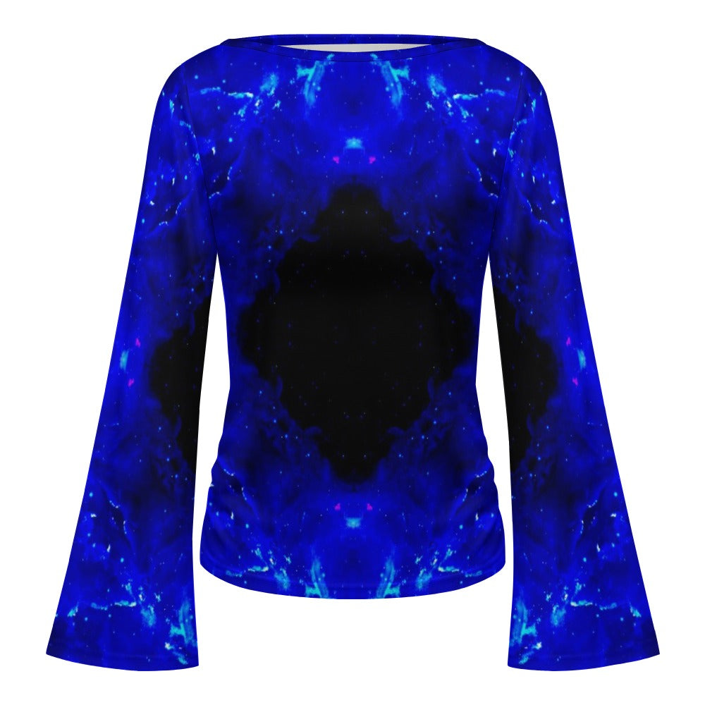 Amen Jin's Blue Flame Desires Women's Boat Neck Bell Sleeve T-shirt
