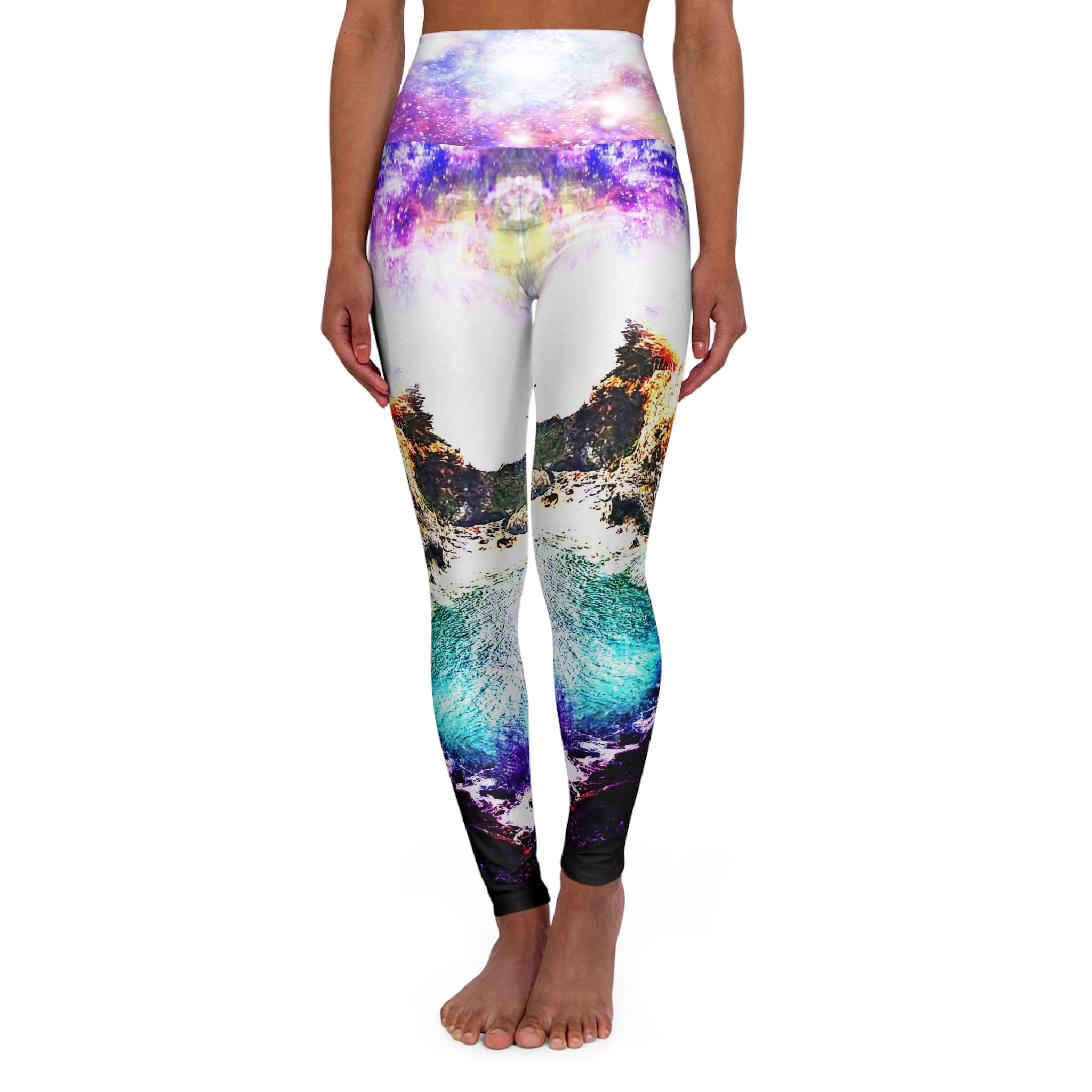 Rainbow Universe Hideaway Cove Dreams High Waisted Yoga Leggings