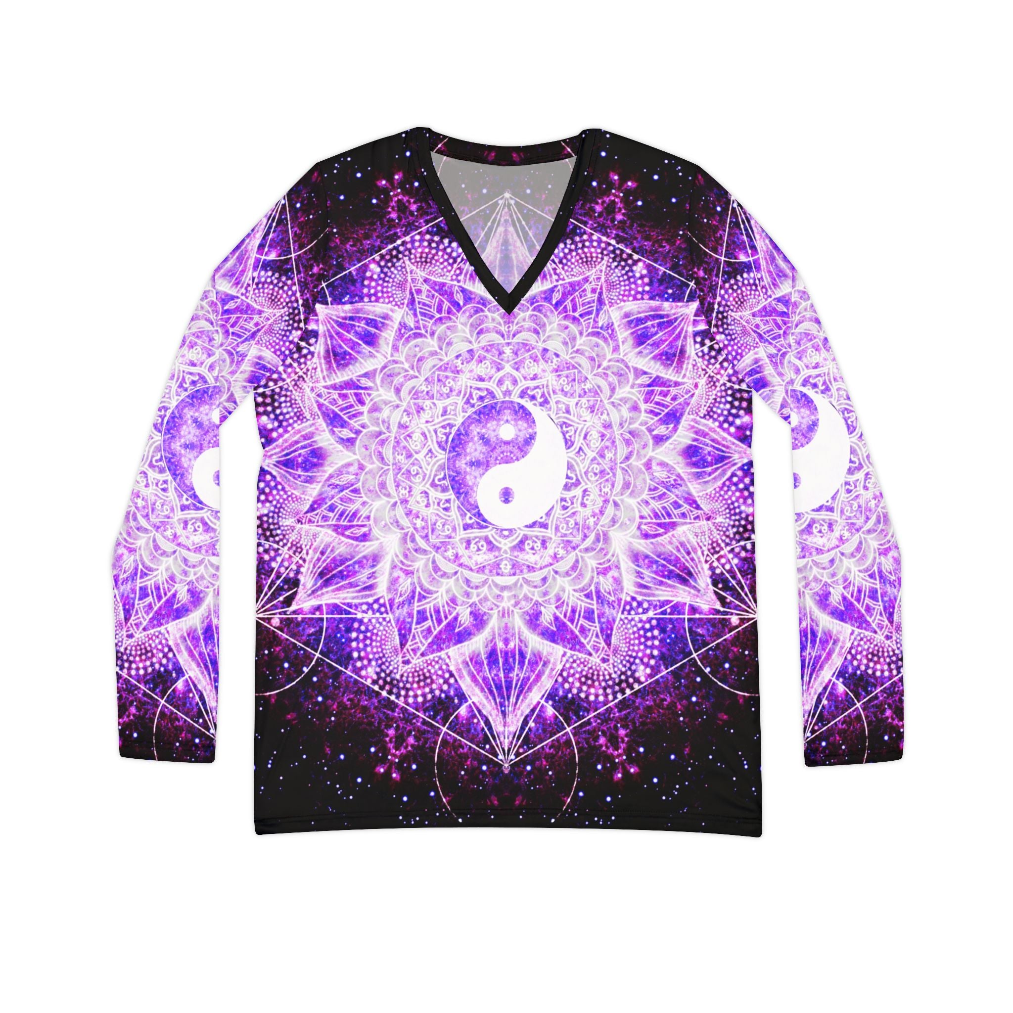 Sahasrara Yin Yang Meditations Long Sleeve V-neck Shirt