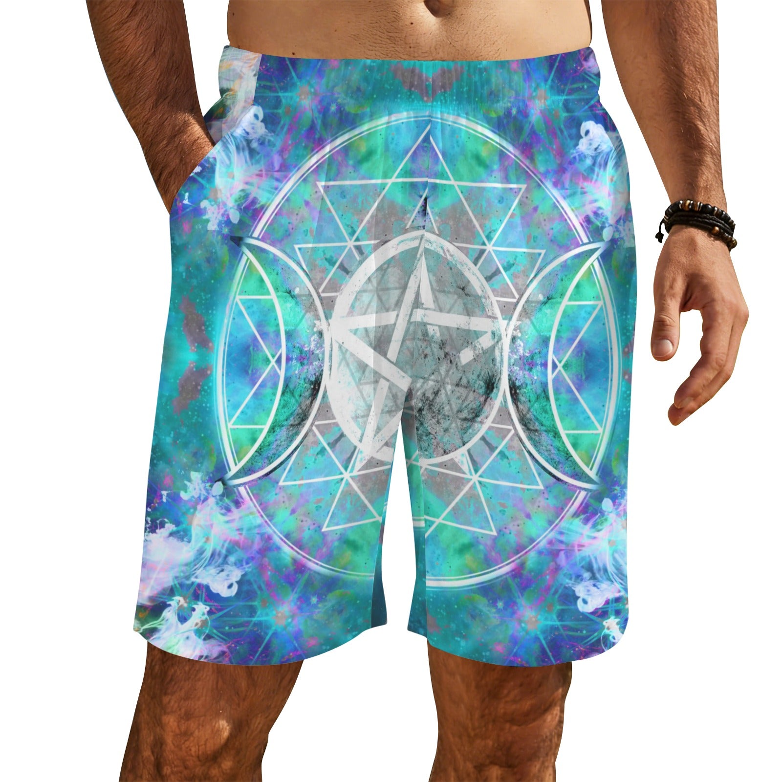Katerina's Now & Forever Triple Goddess Meditations Men's All Over Print Beach Shorts (Sets 26) | Ships from USA