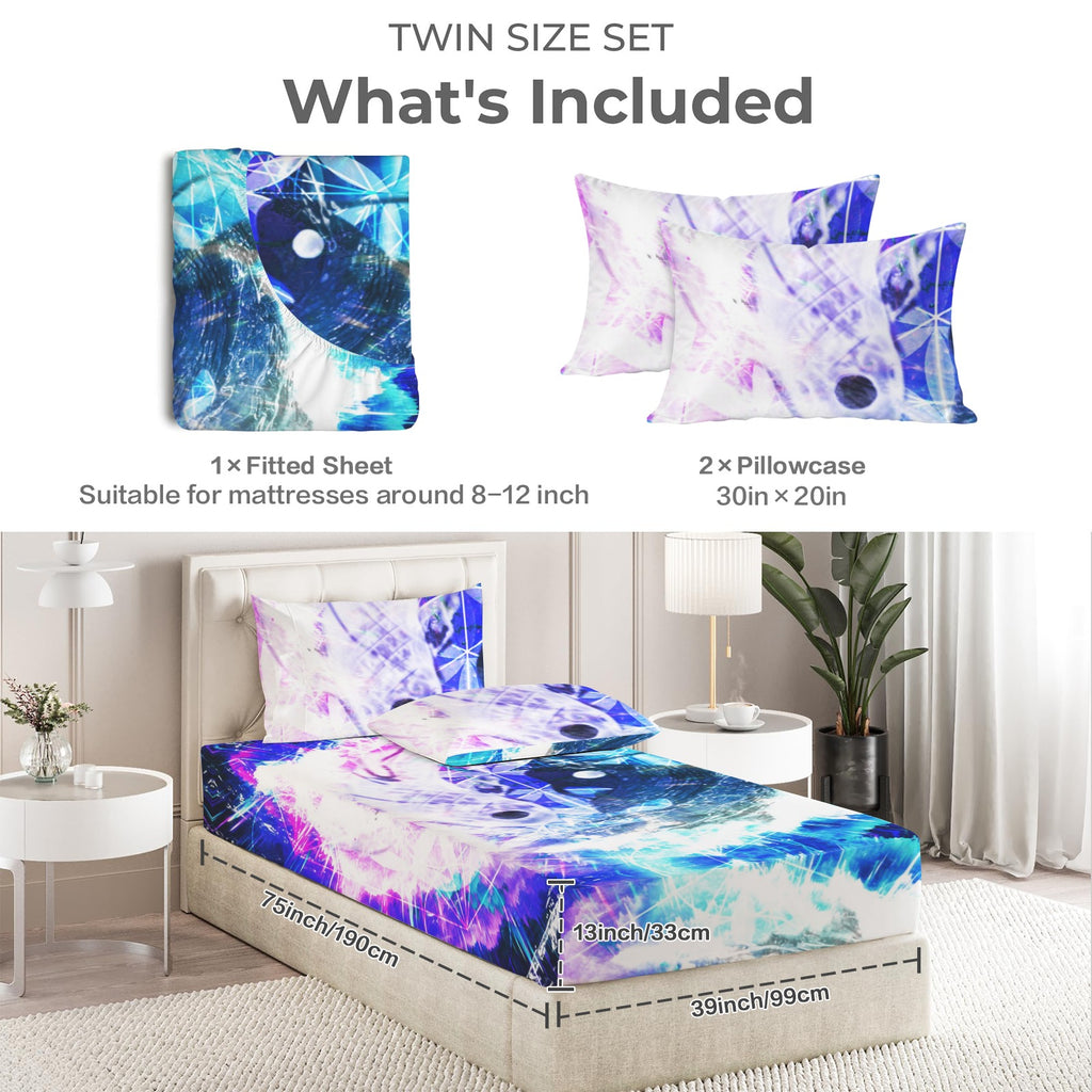 Creation's Koi Meditations Twin Bedding Set (Fitted Sheet + Pillowcases) | Ships from USA