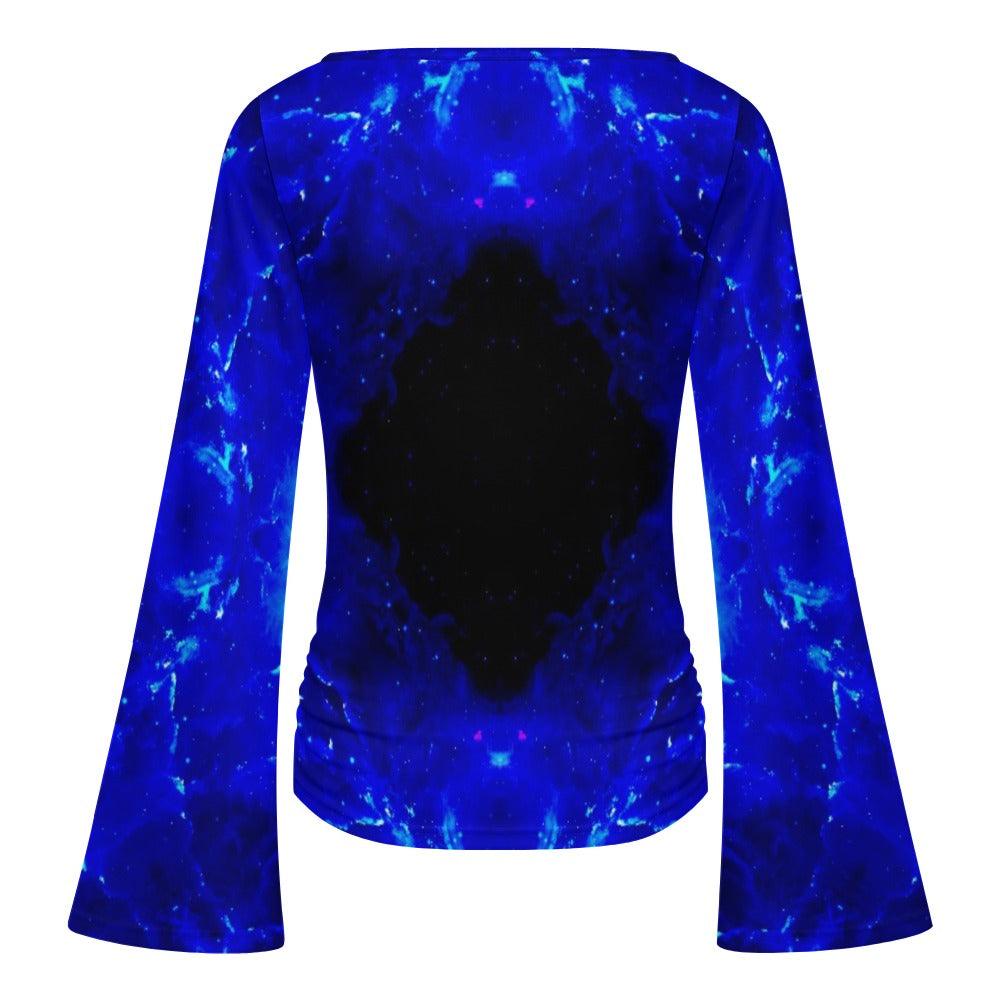 Amen Jin's Blue Flame Desires Women's Boat Neck Bell Sleeve T-shirt