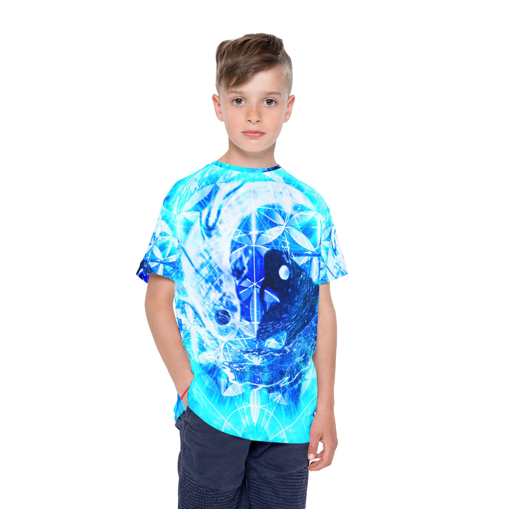 Amen Jin's Blue Fire Koi Meditations Kids Sports Jersey