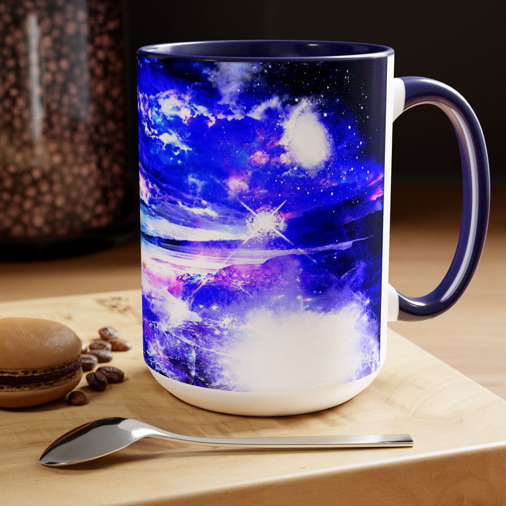 Amethyst Sapphire Dancing Sea Dreams Two-Tone Coffee Mugs, 15oz