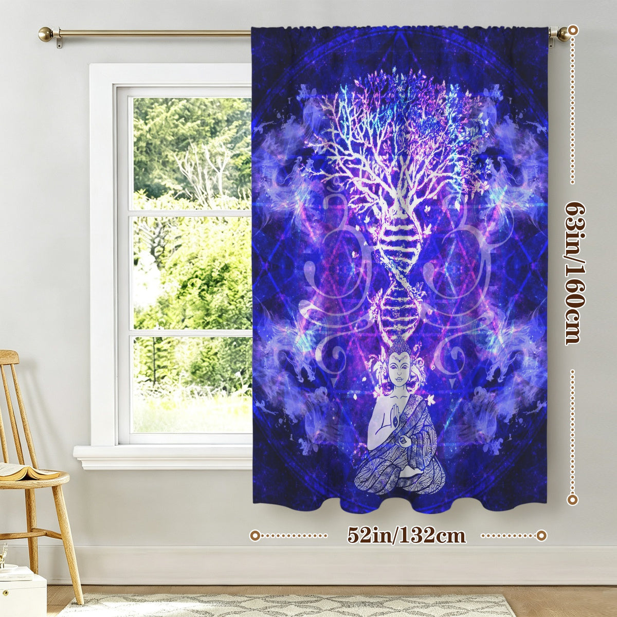 Katerina's Dragon's Eye Desires Buddha Meditations Window Curtain 52" x 63" ( 1 Piece ) | Ships from USA