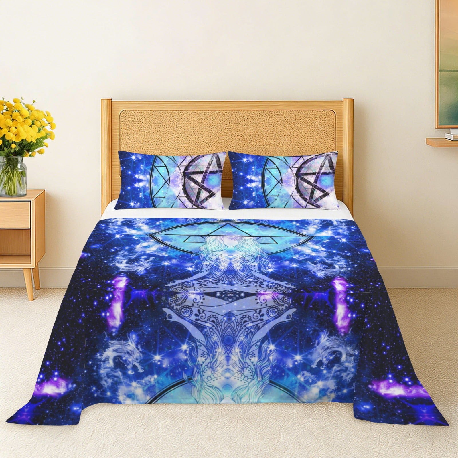 Amen Jin's Katerina's Eros & Psyche Magickal Awakening Meditations 3-Piece Bedding Set (Bed Sheet + Pillowcases)  | Ships from USA