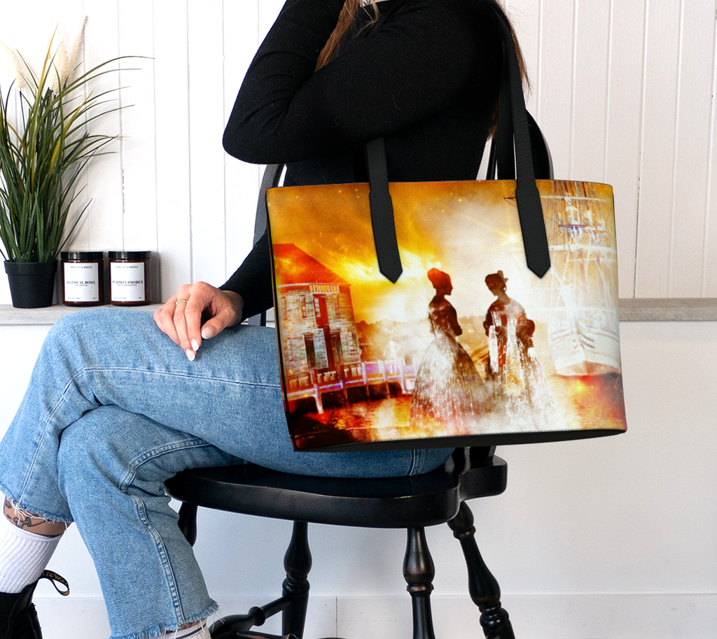 Samhain Eve Salem Harbor Dreams Vegan Leather Tote Bag