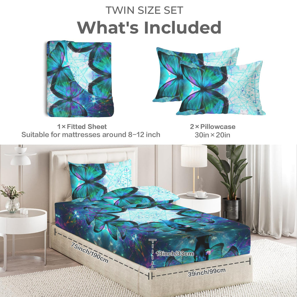 Katerina's Now & Forever Metamorphosis Meditations Twin Bedding Set (Fitted Sheet + Pillowcases) | Ships from USA