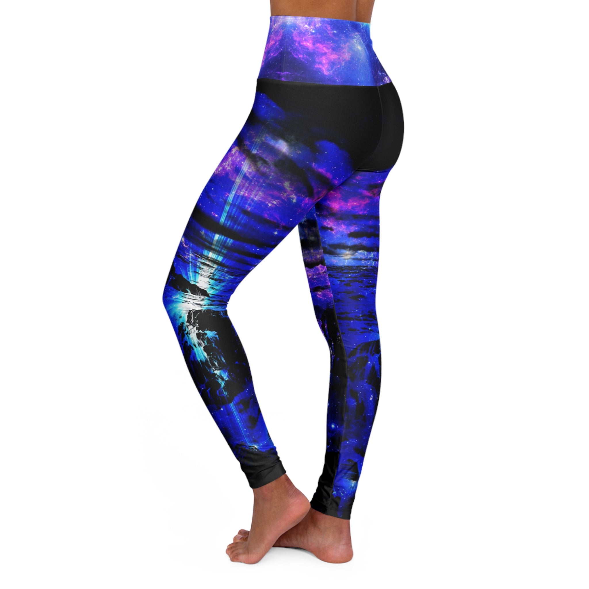 Iridescent Cosmic Falls Dreams High Waisted Yoga Leggings