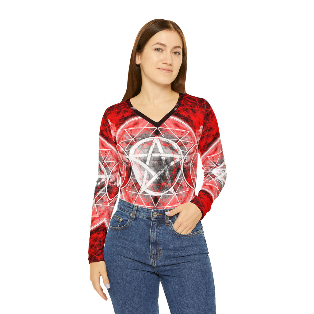Katerina's Waiting for Hello Triple Goddess Meditations Women's V-neck Shirt