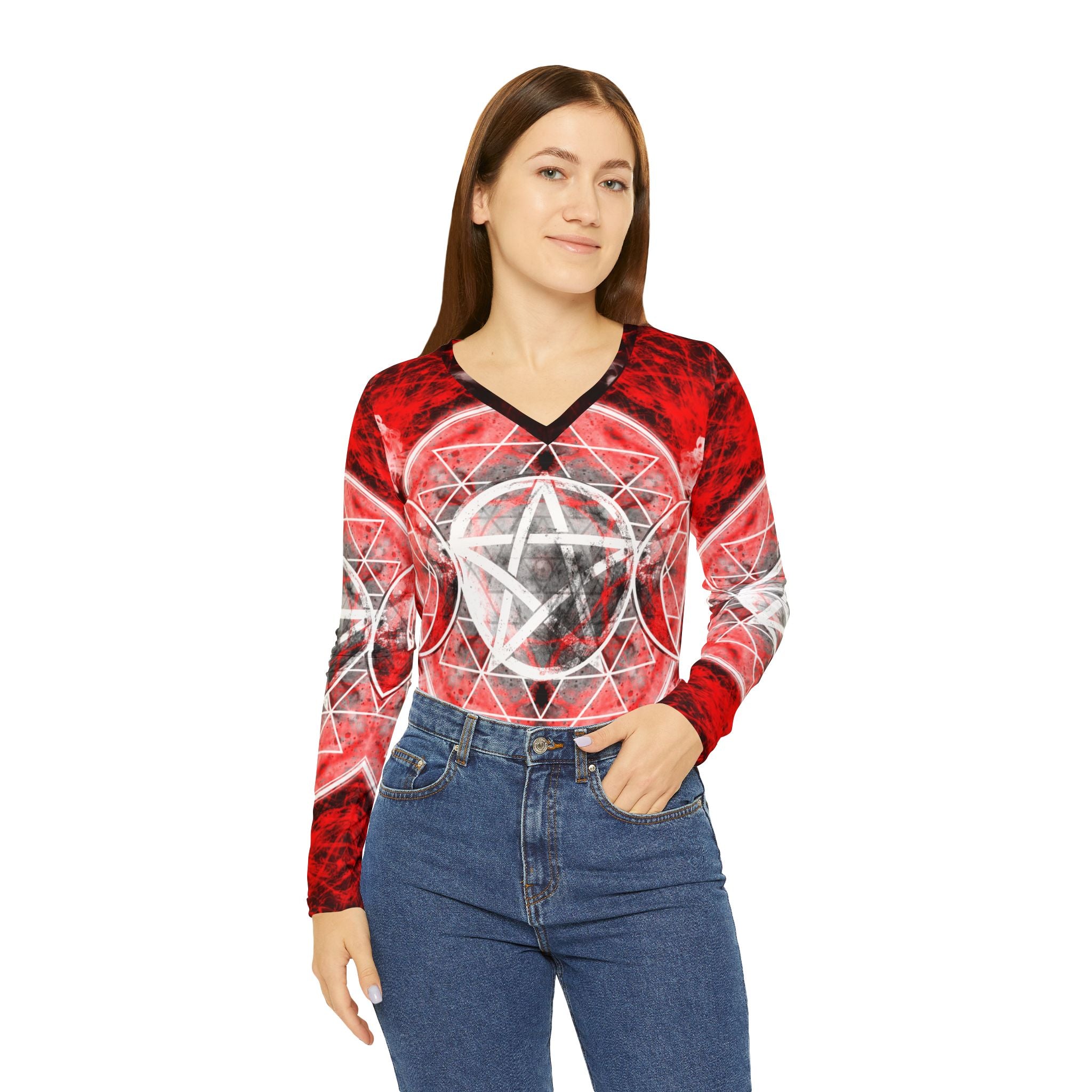 Katerina's Waiting for Hello Triple Goddess Meditations Women's V-neck Shirt