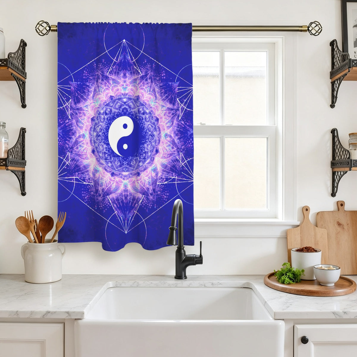 Katerina's Uncertainty in Time & Space Yin Yang Meditations Window Curtain 27.6" x 39.4" ( 1 Piece ) | Ships from USA