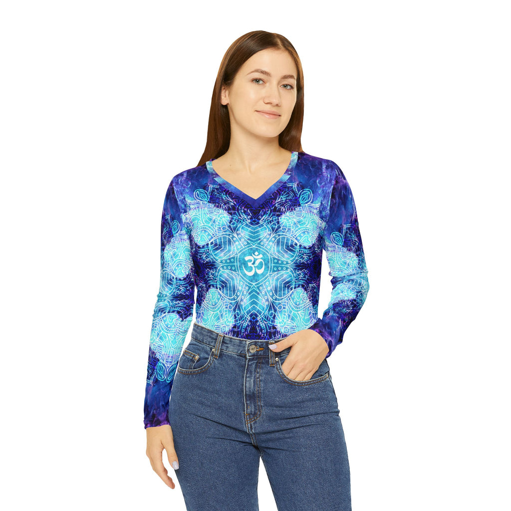 Amen Jin's Dragon's Gate Om Meditations Long Sleeve V-neck Shirt