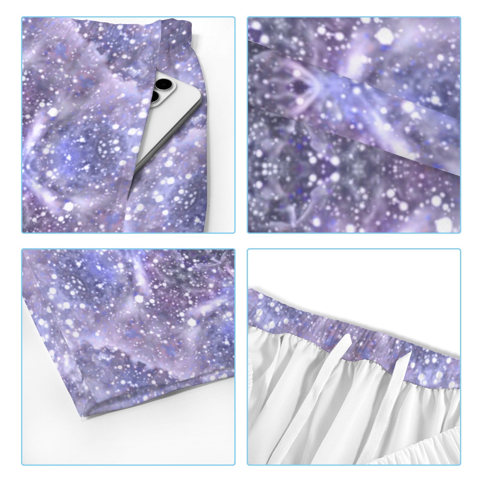 Katerina's Lilac Star Desires Men's All Over Print Beach Shorts (Sets 26) | Ships from USA