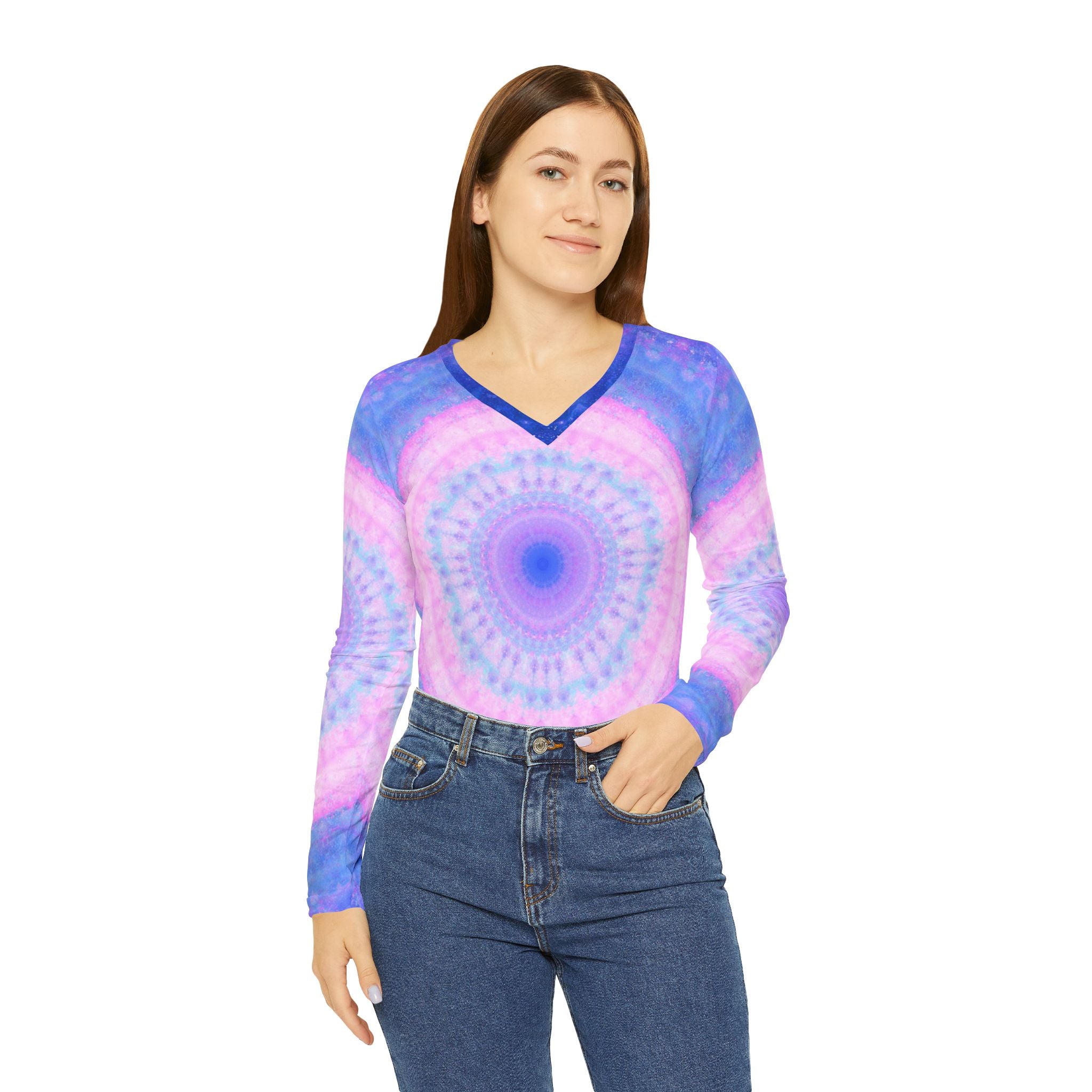 Ad Amorem Amisi Mercy Mirror Desires Long Sleeve V-neck Shirt