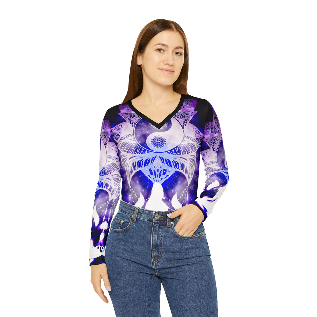 Katerina's We Will Go Home Lotus Meditations Women's Long Sleeve V-neck Shirt