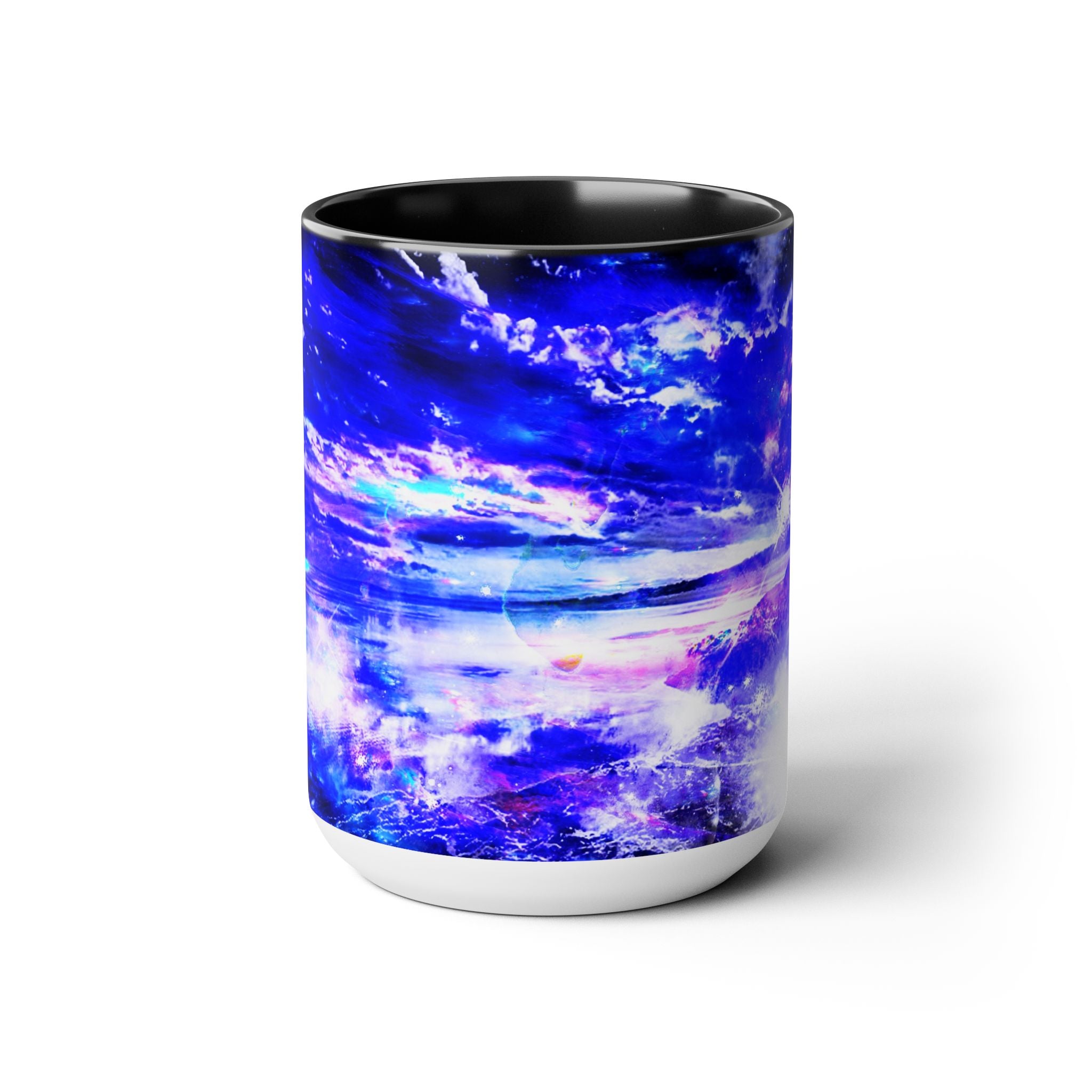 Amethyst Sapphire Dancing Sea Dreams Two-Tone Coffee Mugs, 15oz