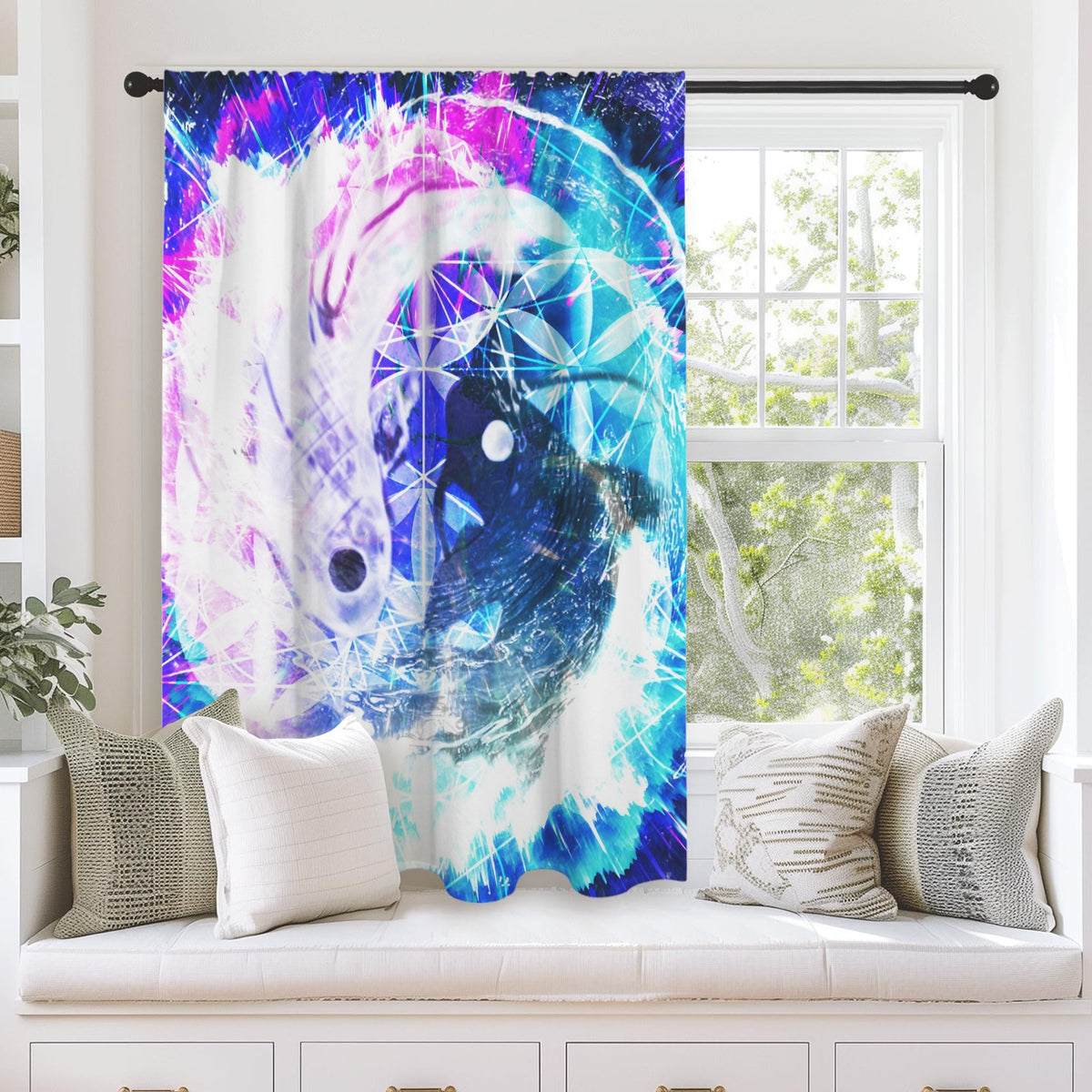 Creation's Koi Meditations Window Curtain 52" x 63" ( 1 Piece ) | Ships from USA
