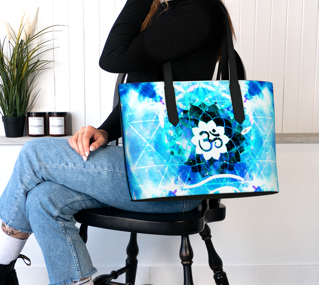 Amen Jin's Mandala of Dragon Fire Desires Fairy Om Meditations Vegan Leather Tote Bag