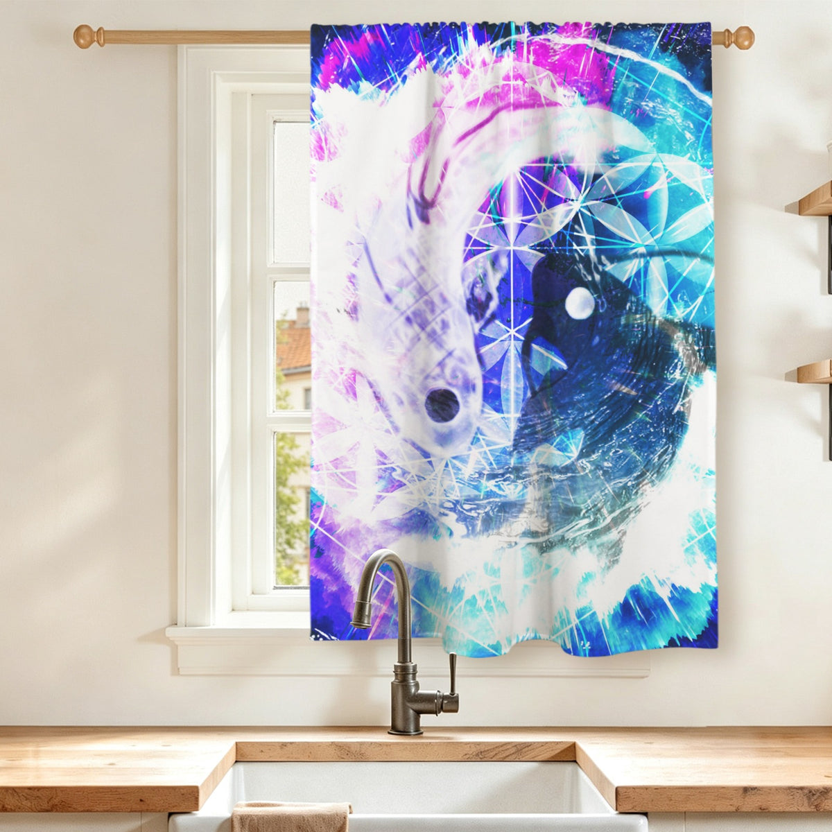 Creation's Koi Meditations Window Curtain 27.6" x 39.4" ( 1 Piece ) | Ships from USA