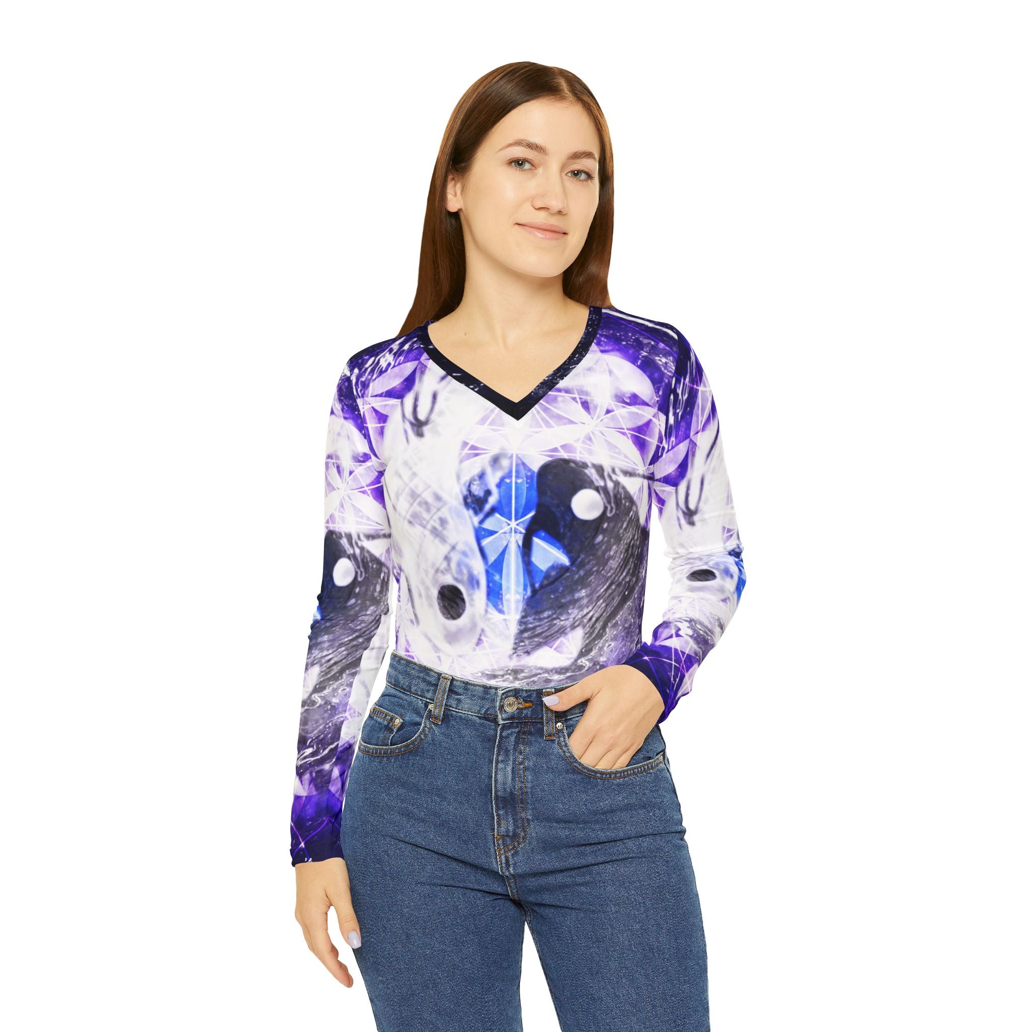Katerina's We Will Go Home Koi Meditations Women's Long Sleeve V-neck Shirt