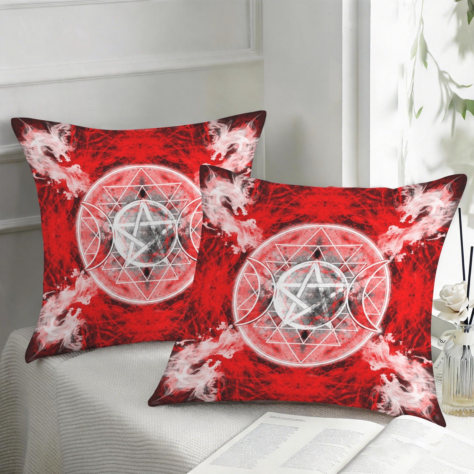 Katerina's Waiting for Hello Triple Goddess Meditations Custom Pillow Cases 18" x 18" (2-Pack) | Ships from USA